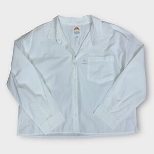 C&C California Button Down Shirt Womens XL White Cotton Boxy Relaxed NWT